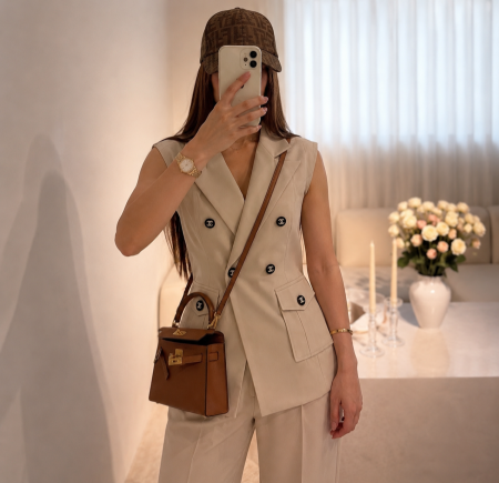 طقم CHANEL 🦋 طول البنطلون 105 سم + قشاط الشركة المقاسات المزبوطة
