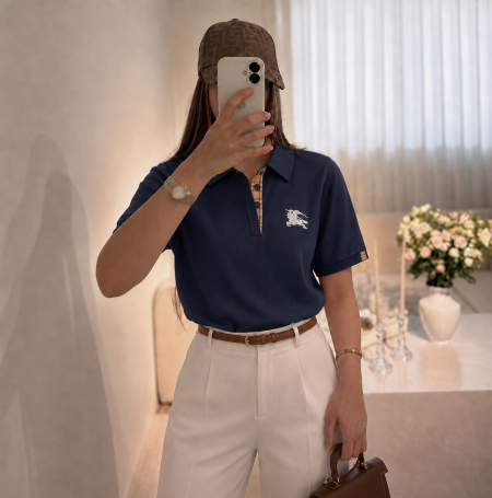 بلوز Burberry كحلي بقبة