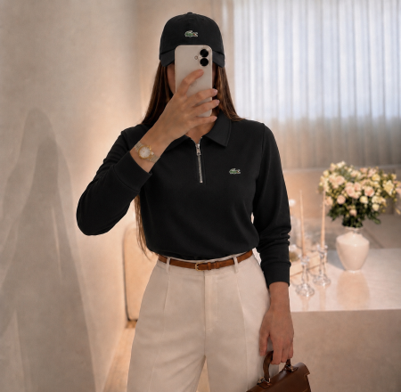 بلوز Lacoste بقبة + طاقية 🐊